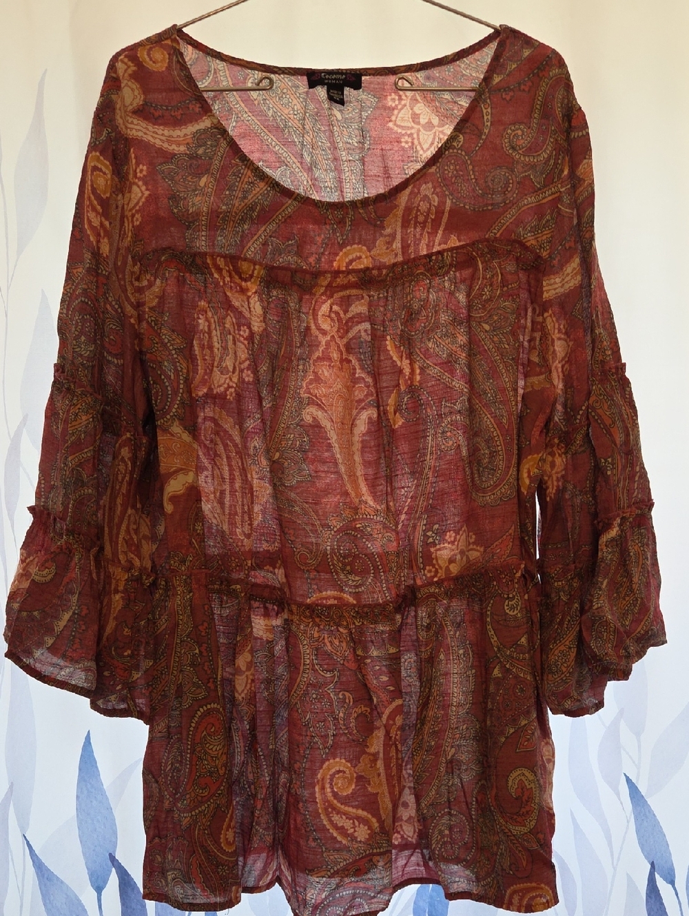 Cocomo Paisley Print Sheer Blouse in Dusty Rose Multi